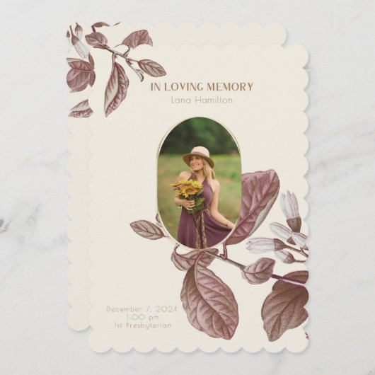 ヴィンテージフローラ写真葬儀プログラム 招待状 (正面/裏面)