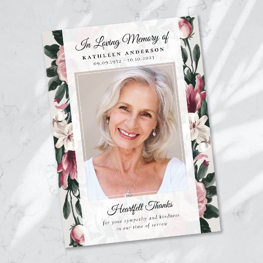 ヴィンテージフローラ写真記念メモリアル サンキューカード