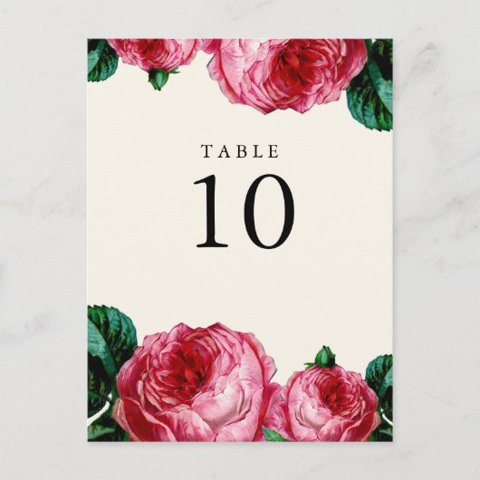ヴィンテージフローラ切り離しテーブル番号ポストカード ポストカード (正面)