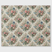 ヴィンテージフローラ刺インスパイアしゅう紙模様 ラッピングペーパー (フラット)