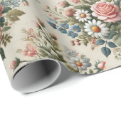 ヴィンテージフローラ刺インスパイアしゅう紙模様 ラッピングペーパー (ロールコーナー)