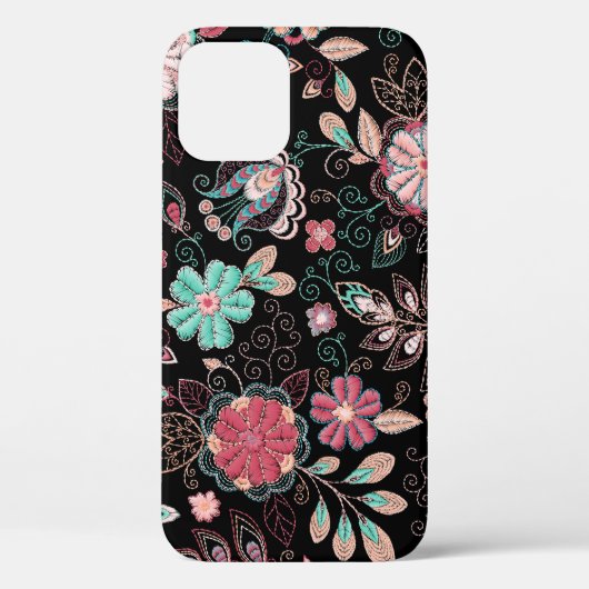 ヴィンテージフローラ刺繍ダークパターン Case-Mate iPhoneケース (裏面)