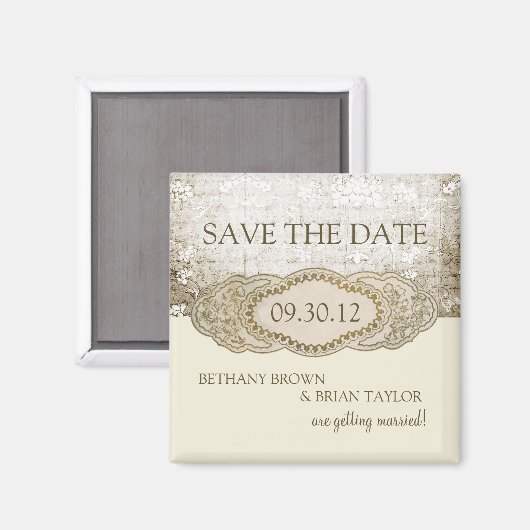 ヴィンテージフローラ収集日付磁石の保存 マグネット (正面/裏面)