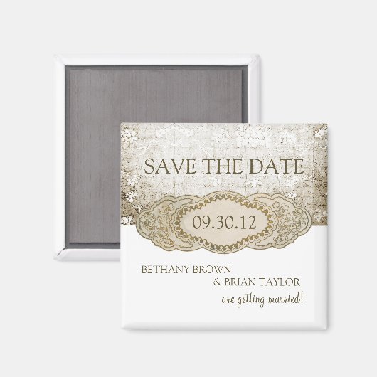 ヴィンテージフローラ収集日付磁石の保存 マグネット (正面/裏面)