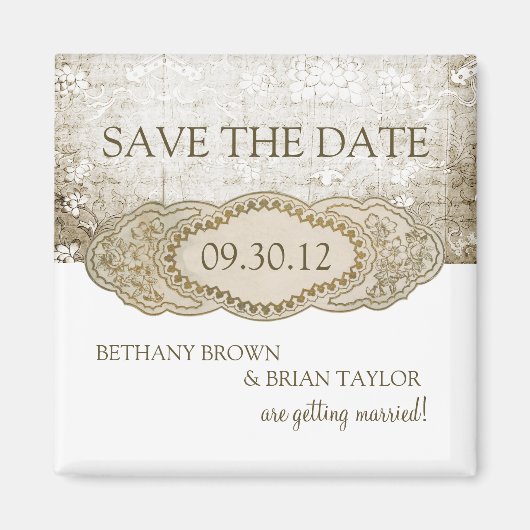 ヴィンテージフローラ収集日付磁石の保存 マグネット (正面)