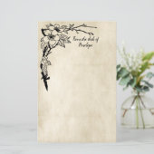 ヴィンテージフローラ古いパーチメントあなたの名前を追加 便箋 (スタンド正面)