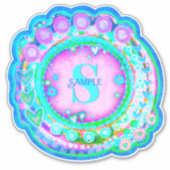 ヴィンテージフローラ名イニシャル表示シール シール (正面)