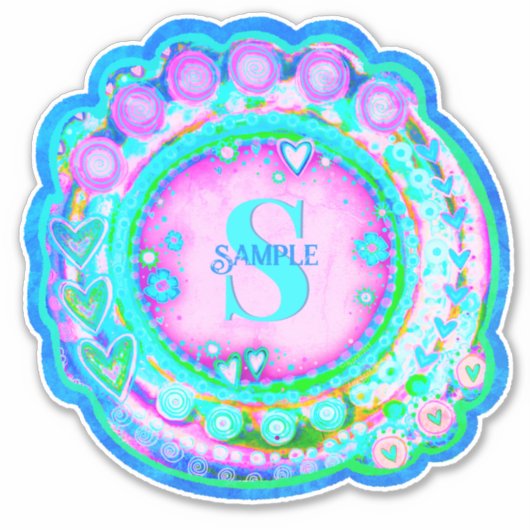 ヴィンテージフローラ名イニシャル表示シール シール (正面)