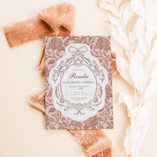 ヴィンテージフローラ名門私立校風の誕生日 招待状