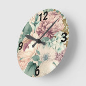 ヴィンテージフローラ壁時計 ラウンド壁時計 (傾斜)