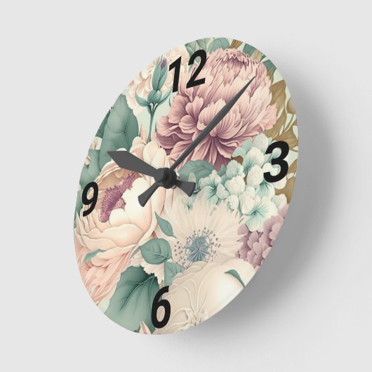 ヴィンテージフローラ壁時計 ラウンド壁時計 (傾斜)