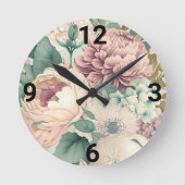 ヴィンテージフローラ壁時計 ラウンド壁時計 (正面)
