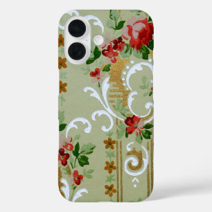 ヴィンテージフローラ壁紙パターン、アンティーク花 iPhone 16ケース
