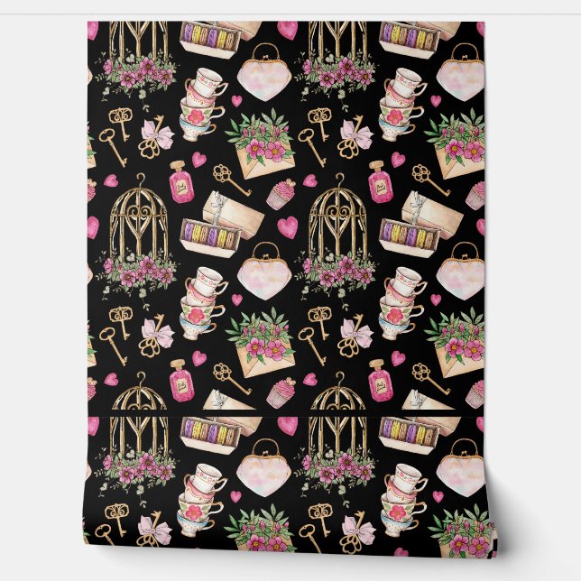 ヴィンテージフローラ壁紙 – クラシックバラデザイン 壁紙 (ほどく)