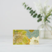 ヴィンテージフローラ壁紙、ターコイズグリーンとブラウン 名刺 (スタンド正面)