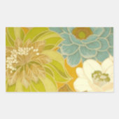 ヴィンテージフローラ壁紙、ターコイズグリーンとブラウン 長方形シール (正面)