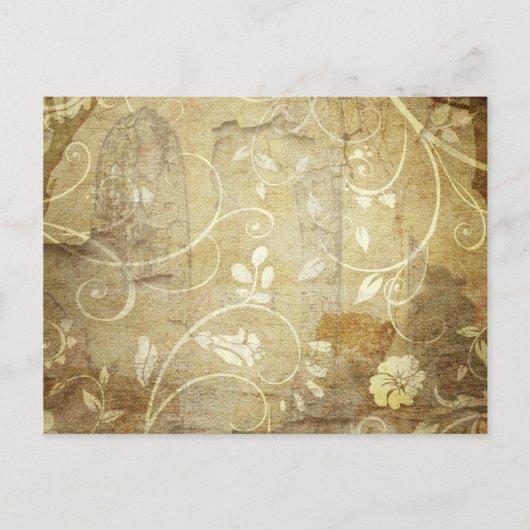ヴィンテージフローラ壁紙 ポストカード (正面)