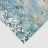 ヴィンテージフローラ壁紙 – 青と白のアンチ 薄葉紙 (詳細)