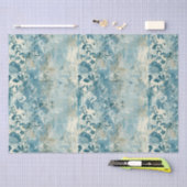 ヴィンテージフローラ壁紙 – 青と白のアンチ 薄葉紙 (クラフト)