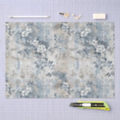 ヴィンテージフローラ壁紙 – 青と白のアンチ 薄葉紙 (クラフト)