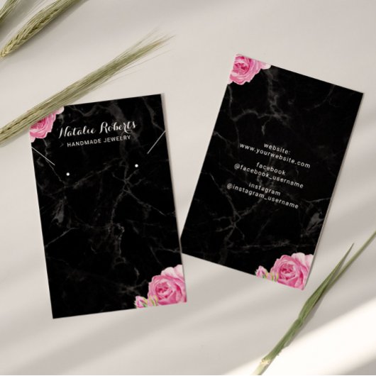 ヴィンテージフローラ大理石ジュエリーイヤリングディスプレイ