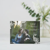 ヴィンテージフローラ孔雀の写真の日付を保存 案内ポストカード (スタンド正面)