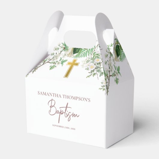 ヴィンテージフローラ宗教金ゴールドクロスバプテスマ フェイバーボックス (正面サイド)
