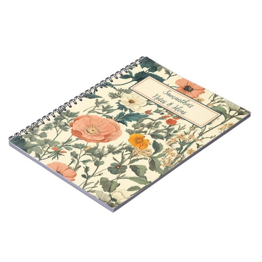 ヴィンテージフローラ山花とケシ ノートブック (左側)