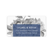 ヴィンテージフローラ差出人住所ラベル |ネイビー ラベル (正面)