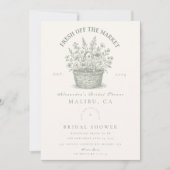 ヴィンテージフローラ市場シャワー 招待状 (正面)