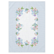 ヴィンテージフローラ市松模様に、ドットテーブルクロス60"x84"