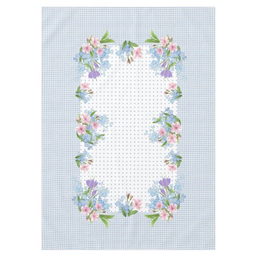 ヴィンテージフローラ市松模様に、ドットテーブルクロス60"x84" テーブルクロス (正面)