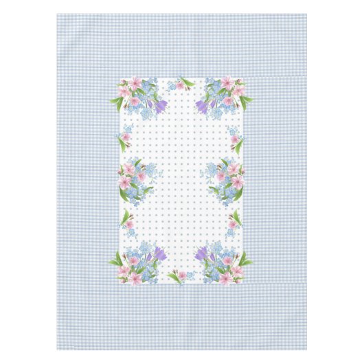 ヴィンテージフローラ市松模様に、ドット(&dots)テーブルクロス52"x70" テーブルクロス (正面)