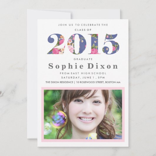 ヴィンテージフローラ年度卒業党招待状 招待状 (正面)