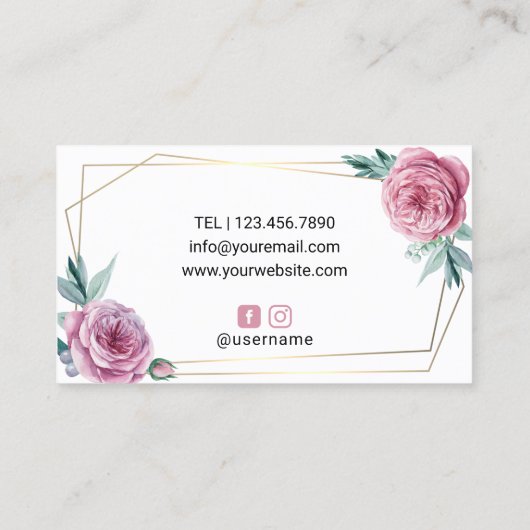 ヴィンテージフローラ幾何学的金ゴールドフレーム美しいサロン 名刺 (裏面)