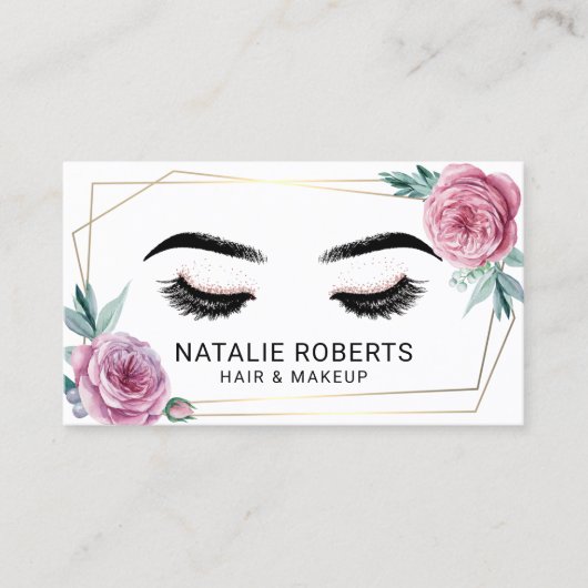 ヴィンテージフローラ幾何学的金ゴールドフレーム美しいサロン 名刺 (正面)