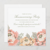 ヴィンテージフローラ引っ越し祝いパーティーパーティの招待状 招待状 (正面/裏面)