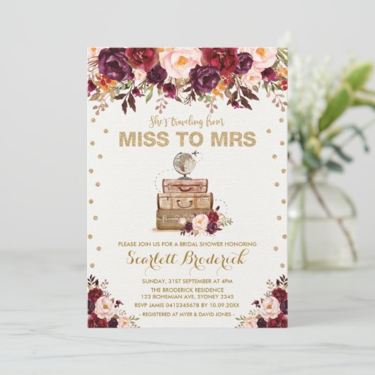 ヴィンテージフローラ恋しく思はマルサラ夫人への金ゴールド 招待状 (スタンド正面)