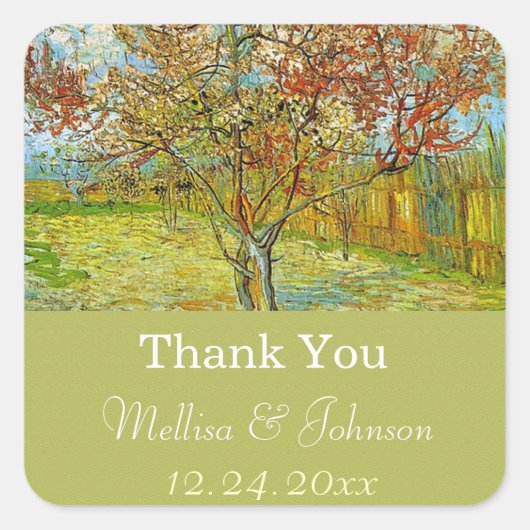 ヴィンテージフローラ感謝してい結婚式の引き出物 スクエアシール (正面)