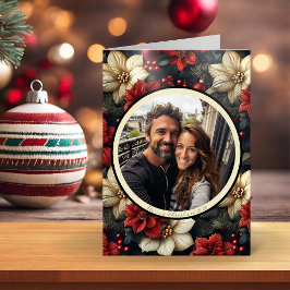 ヴィンテージフローラ折り畳みクリスマスカード シーズンカード