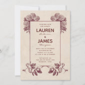 ヴィンテージフローラ招待状Iレトロ植物学 招待状 (正面)