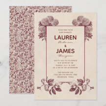 ヴィンテージフローラ招待状Iレトロ植物学