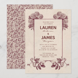 ヴィンテージフローラ招待状Iレトロ植物学 招待状