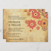 ヴィンテージフローラ旋回結婚式招待状 招待状 (正面/裏面)