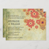 ヴィンテージフローラ旋回結婚式招待状 招待状 (正面/裏面)