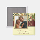 ヴィンテージフローラ日付のフォトマグネットの保存 マグネット (正面/裏面)