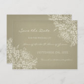 ヴィンテージフローラ日付の結婚はがきを保存 案内ポストカード (正面/裏面)