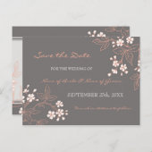 ヴィンテージフローラ日付の結婚はがきを保存 案内ポストカード (正面/裏面)