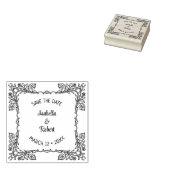 ヴィンテージフローラ日付の結婚保存 ラバースタンプ (押印)