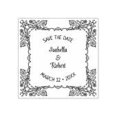ヴィンテージフローラ日付の結婚保存 ラバースタンプ (インプリント)
